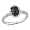 Mimi & Max 1 1/5ct Tw Black & White Diamond Halo Engagement Ring 14k White Gold In Black