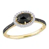 Mimi & Max 1 1/5ct Tw Black And White Diamond Halo Engagement Ring 14k Yellow Gold In Black
