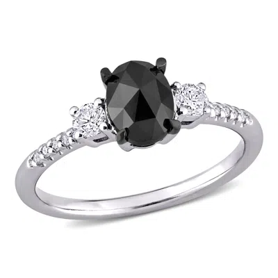 Mimi & Max 1 1/5ct Tw Black White Diamond 3-stone Engagement Ring 14k White Gold