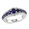 Mimi & Max 1 1/6ct Tgw Created Blue Sapphire Graduated Ring In Sterling Silver In Blue