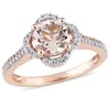 Mimi & Max 1 1/6ct Tgw Morganite And 1/4ct Tw Diamond Quatrefoil Halo Ring In 14k Rose Gold In Silver