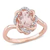 Mimi & Max 1 1/7ct Tgw Morganite 1/10ct Diamond Tw Interlaced Halo Ring 10k Rose Gold In Pink