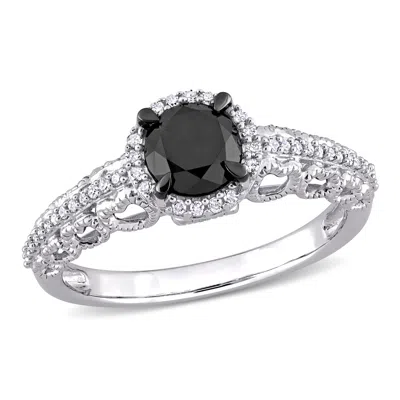 Mimi & Max 1 1/7ct Tw Black White Diamond Engagement Ring 10k White Gold