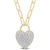 Mimi & Max 1 1/8 Ct Tgw Created White Sapphire Heart Pave Pendant With Chain In Yellow Plated Sterling Silver In Yellow