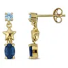 Mimi & Max 1 1/8ct Tgw Created Blue Spinel And Created Aquamarine Star Drop Earrings Yellow Silver In Gold