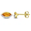 Mimi & Max 1 1/8ct Tgw Peridot And 1/10ct Tw Diamond Stud Earrings In 14k Yellow Gold