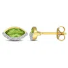 Mimi & Max 1 1/8ct Tgw Peridot And 1/10ct Tw Diamond Stud Earrings In 14k Yellow Gold