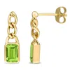 Mimi & Max 1 1/8ct Tgw Peridot Octagon Link Earrings 14k Yellow Gold In Gold