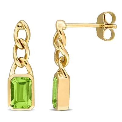 Mimi & Max 1 1/8ct Tgw Peridot Octagon Link Earrings 14k Yellow Gold