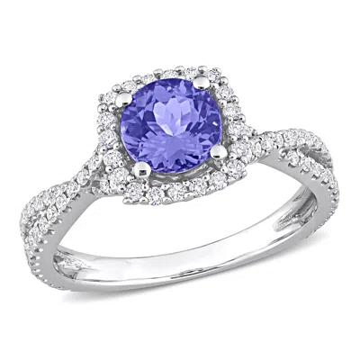 Mimi & Max 1 1/8ct Tgw Tanzanite 1/2ct Tdw Diamond Engagement Ring 14k White Gold