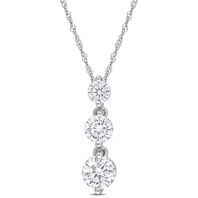 Mimi & Max 1 2/5ct Dew Created Moissanite Graduated 3-stone Pendant With Chain In Sterling Silver
