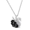 Mimi & Max 1 2/5ct Tgw Black Spinel White Topaz Swan Necklace Sterling Silver-18 + 2 Ext. In Multi