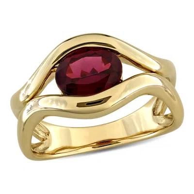 Mimi & Max 1 2/5ct Tgw Rhodolite Solitaire Wavy Ring 10k Yellow Gold