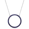 Mimi & Max 1 3/4 Ct Tgw Created Blue Sapphire Open Circle Pendant With Chain In 10k White Gold In White