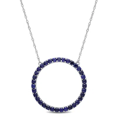 Mimi & Max 1 3/4 Ct Tgw Created Blue Sapphire Open Circle Pendant With Chain In 10k White Gold