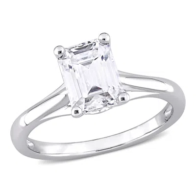 Mimi & Max 1 3/4ct Dew Emerald Cut Created Moissanite Solitaire Ring 10k White Gold In Silver