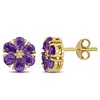Mimi & Max 1 3/4ct Tgw Citrine White Topaz Flower Stud Earrings Yellow Silver