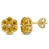 Mimi & Max 1 3/4ct Tgw Citrine White Topaz Flower Stud Earrings Yellow Silver