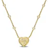Mimi & Max 1 3/4ct Tgw Natural Sapphire 1/8ct Tw Diamond Heart Necklace 14k Yellow Gold In Gold