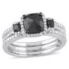 Mimi & Max 1 3/4ct Tw Black & White Diamond Bridal Ring Set Sterling Silver In Black