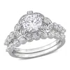 Mimi & Max 1 3/5ct Dew Created Moissanite Halo Bridal Ring Set In Sterling Silver In Silver