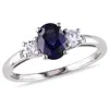 Mimi & Max 1 3/5ct Tgw Created Blue White Sapphire 3-stone Ring Diamond Accents 10k White Gold In Blue