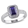 Mimi & Max 1 3/5ct Tgw Emerald Cut Created Blue Sapphire And Diamond Accent Ring In Sterling Silver In Blue