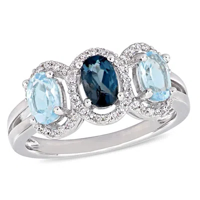 Mimi & Max 1 3/5ct Tgw London Sky Blue Topaz 1/5ct Tw Diamond Ring Sterling Silver