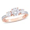 Mimi & Max 1 3/8ct Dew Created Moissanite 3-stone Engagement Ring 10k Rose Gold In White