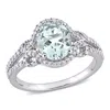 Mimi & Max 1 3/8ct Tgw Aquamarine 1/3ct Tw Diamond Halo Ring 10k White Gold In Blue
