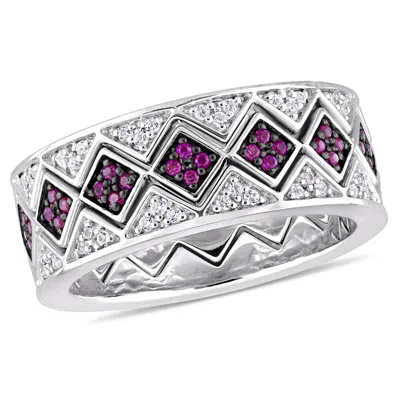 Mimi & Max 1 3/8ct Tgw Created Ruby Created White Sapphire Ring Sterling Silver In Multi