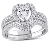 Mimi & Max 1 3/8ct Tgw Heart-shape Cubic Zirconia Halo Bridal Set In Sterling Silver In Silver