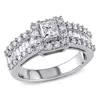 Mimi & Max 1 3/8ct Tw Princess Cut Baguette Diamond Engagement Ring 14k White Gold In Silver