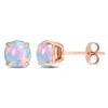 Mimi & Max 1 4/5 Ct Tgw Blue Ethiopian Opal Stud Earrings In 10k Rose Gold In Pink