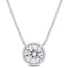 Mimi & Max 1 4/5 Ct Tgw Created Moissanite Halo Circle Pendant With Chain In Sterling Silver In White
