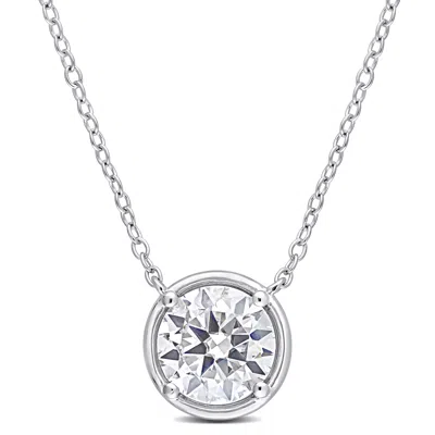 Mimi & Max 1 4/5 Ct Tgw Created Moissanite Halo Circle Pendant With Chain In Sterling Silver In White
