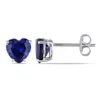 Mimi & Max 1 4/5 Ct Tgw Heart Shaped Created Blue Sapphire Stud Earrings In 10k White Gold In White