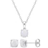 Mimi & Max 1 4/5 Ct Tgw Opal 2-piece Set Of Pendant With Chain And Earrings In Sterling Silver In White