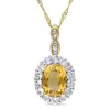 Mimi & Max 1 4/5 Ct Tgw Oval Shape Citrine, White Topaz And Diamond Accent Vintage Pendant With Chain In 14k Ye In Yellow