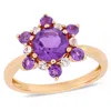 Mimi & Max 1 4/5ct Tgw Amethyst White Topaz Clustered Star Ring 10k Rose Gold In Purple