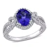 Mimi & Max 1 4/5ct Tgw Oval Shape Tanzanite 1/3ct Tw Diamond Ring 14k White Gold In Blue