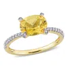 Mimi & Max 1 5/8 Ct Tgw Oval-cut Citrine And 1/10 Ct Tw Diamond Ring In 10k Yellow Gold In Yellow