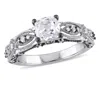 Mimi & Max 1 5/8ct Tgw Created White Sapphire And Diamond Vintage Filigree Engagement Ring In 10k White Gold In White