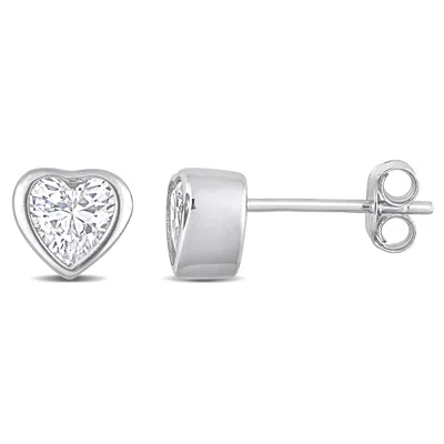 Mimi & Max 1 5/8ct Tgw Cubic Zirconia Heart Stud Earrings In Sterling Silver