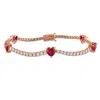 Mimi & Max 1 5/8ct Tgw Emerald 1 7/8ct Tw Diamond 5-heart Station Bracelet 14k Yellow Gold