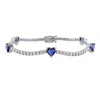 Mimi & Max 1 5/8ct Tgw Emerald 1 7/8ct Tw Diamond 5-heart Station Bracelet 14k Yellow Gold