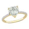 Mimi & Max 1 5/8ct Tgw Heart Green Quartz 1/7ct Tdw Diamond Ring 14k Yellow Gold In Green