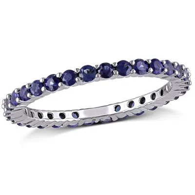 Mimi & Max 1 5/8ct Tgw Sapphire Eternity Ring 14k White Gold In Blue