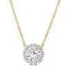 Mimi & Max 1 7/8 Ct Tgw Created White Sapphire Halo Necklace In Yellow Plated Sterling Silver In Yellow