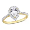Mimi & Max 1 7/8 Ct Tgw Created White Sapphire Halo Teardrop Ring In Yellow Plated Sterling Silver In Yellow